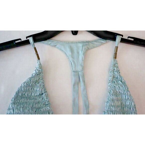 Free People OB1534839 Women's Sz S Turquoise Silk Racerback Bodysuit $68 - Picture 3 of 5